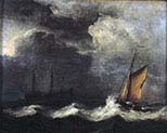 Ships in a Strong Wind and Under a Dark Sky